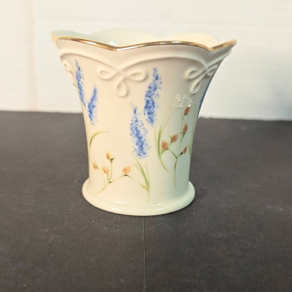 Vintage Lenox Fine Ivory Bone China Garden Flowers Miniature Flared Vase 24k